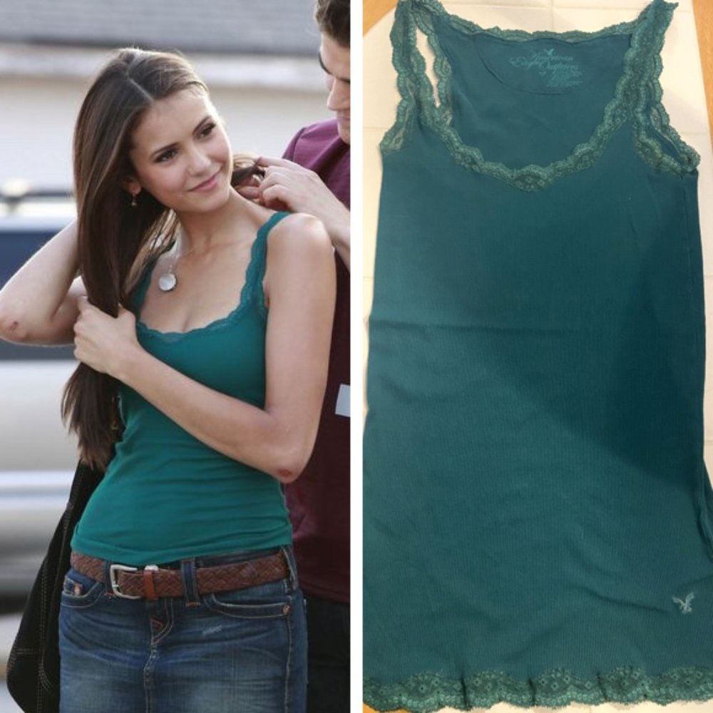 American Eagle Outfitters Lace Trim Tank Top ALT ASO Elena Gilbert
